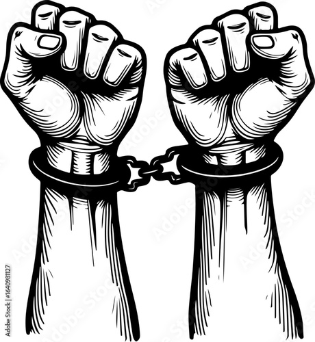 Hands in Shackles  chained, captivity, imprisonment,  , freedom fight,  vector bundle