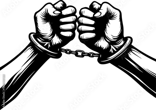 Hands in Shackles  chained, captivity, imprisonment,  , freedom fight,  vector bundle