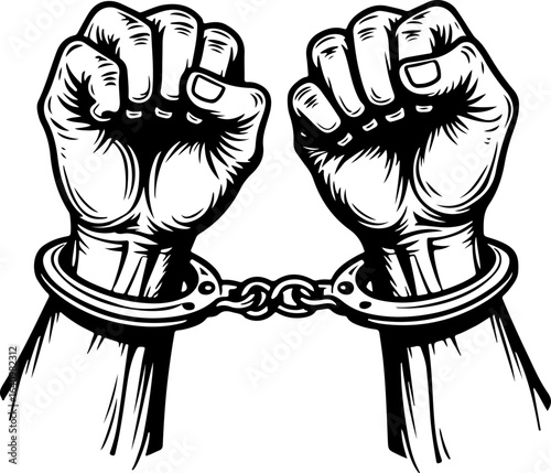 Hands in Shackles  chained, captivity, imprisonment,  , freedom fight,  vector bundle