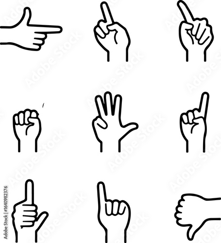 Cartoon Hand Gestures Icon Set