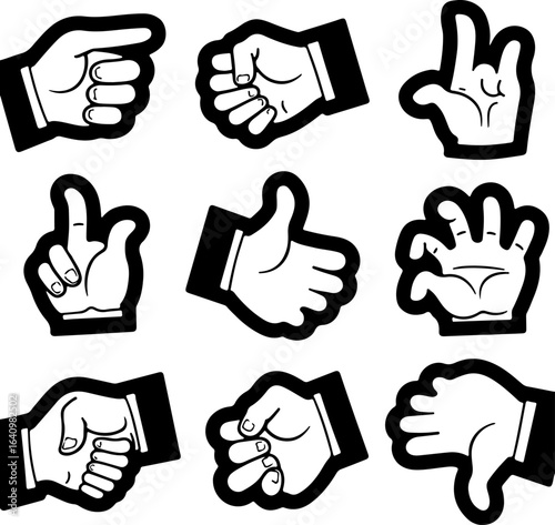 Cartoon Hand Gestures Icon Set