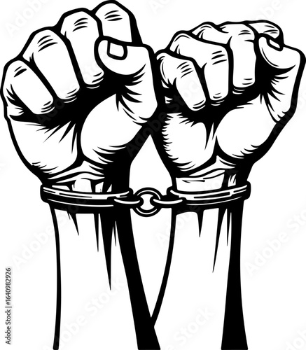 Hands in Shackles  chained, captivity, imprisonment,  , freedom fight,  vector bundle