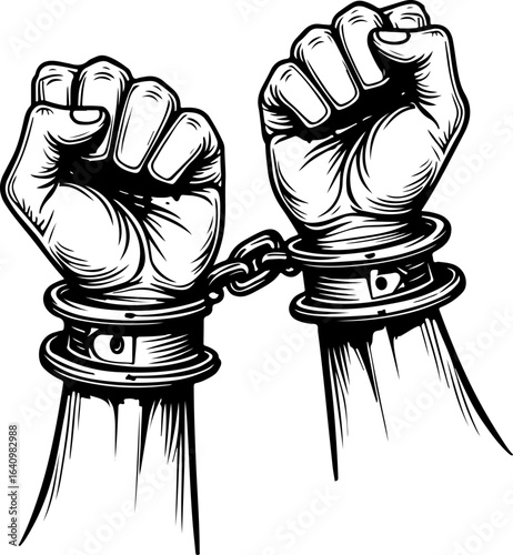 Hands in Shackles  chained, captivity, imprisonment,  , freedom fight,  vector bundle