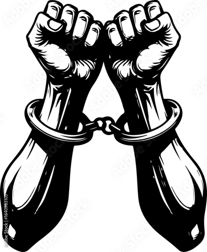 Hands in Shackles  chained, captivity, imprisonment,  , freedom fight,  vector bundle
