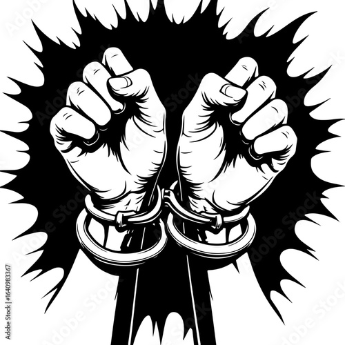 Hands in Shackles  chained, captivity, imprisonment,  , freedom fight,  vector bundle