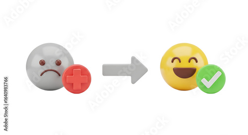 Problem Solved: Negative to Positive Transformation Concept on transparent background