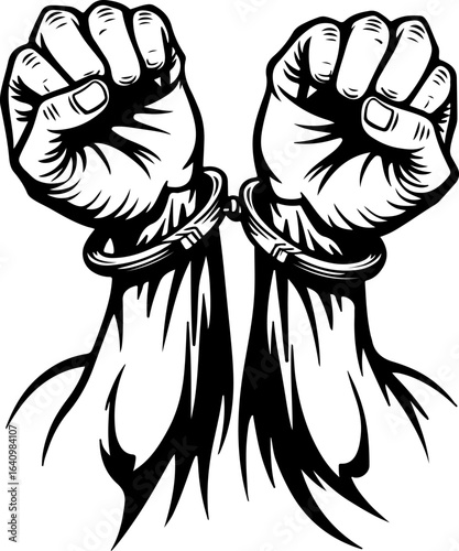 Hands in Shackles  chained, captivity, imprisonment,  , freedom fight,  vector bundle