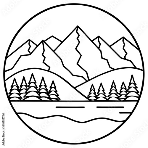 Moraine line art vector