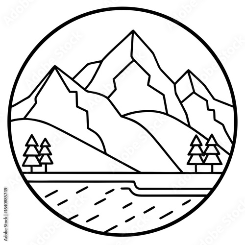 Moraine line art vector