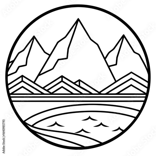 Moraine line art vector