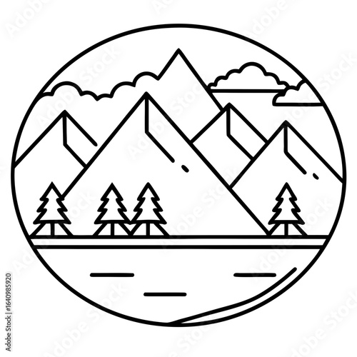 Moraine line art vector