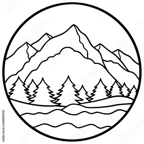 Moraine line art vector