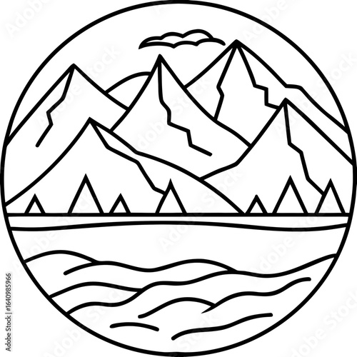 Moraine line art vector