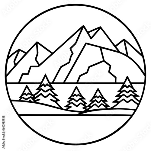 Moraine line art vector