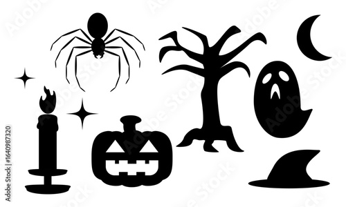 ハロウィンのシルエットのイラスト