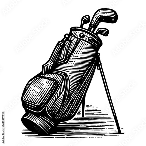black and white golf bag on stand clip art preview