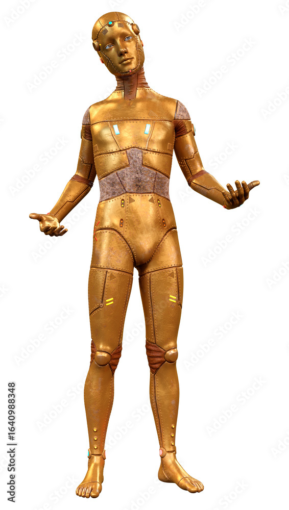 3D Rendering Male Robot on White 3D Rendering Male Robot on White
