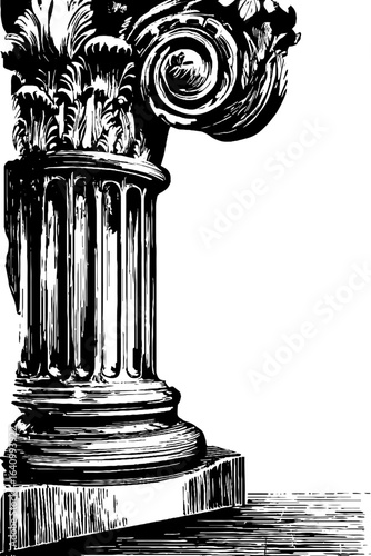 Vintage architectural engraving of classical column design for art and decor