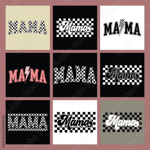 Checkered mama t shirt design