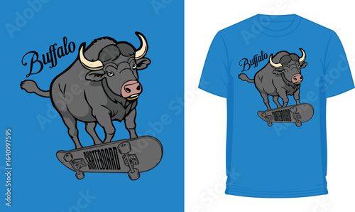 Buffalo Skateboard T-Shirt Design