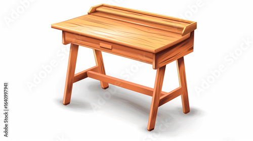 Wooden vintage school desk with drawer
