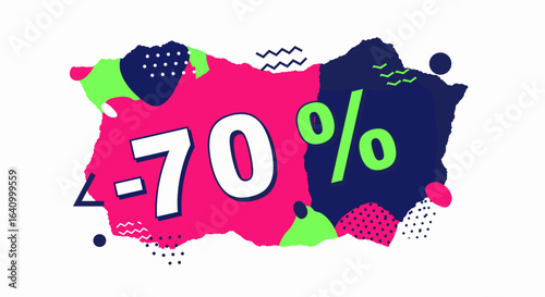 Digital discount pop-up -70% off in colorful abstract design  
