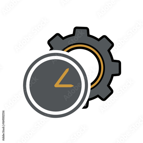 A modern watch icon. Fusing a watch face and gear, it symbolizes precision, meticulous craftsmanship, and the art of horology