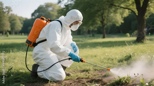 worker in protective uniform