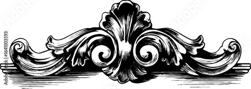 Rococo molding design engraving - elegant baroque ornament for decor and art projects