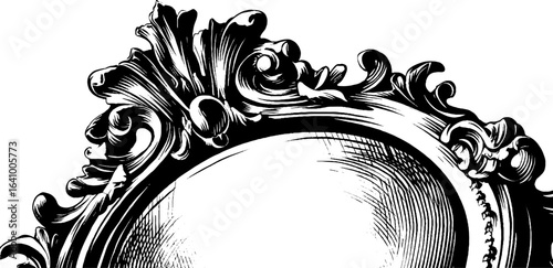 Venetian mirror design with vintage decor. Engraved illustration set featuring retro corn motif.