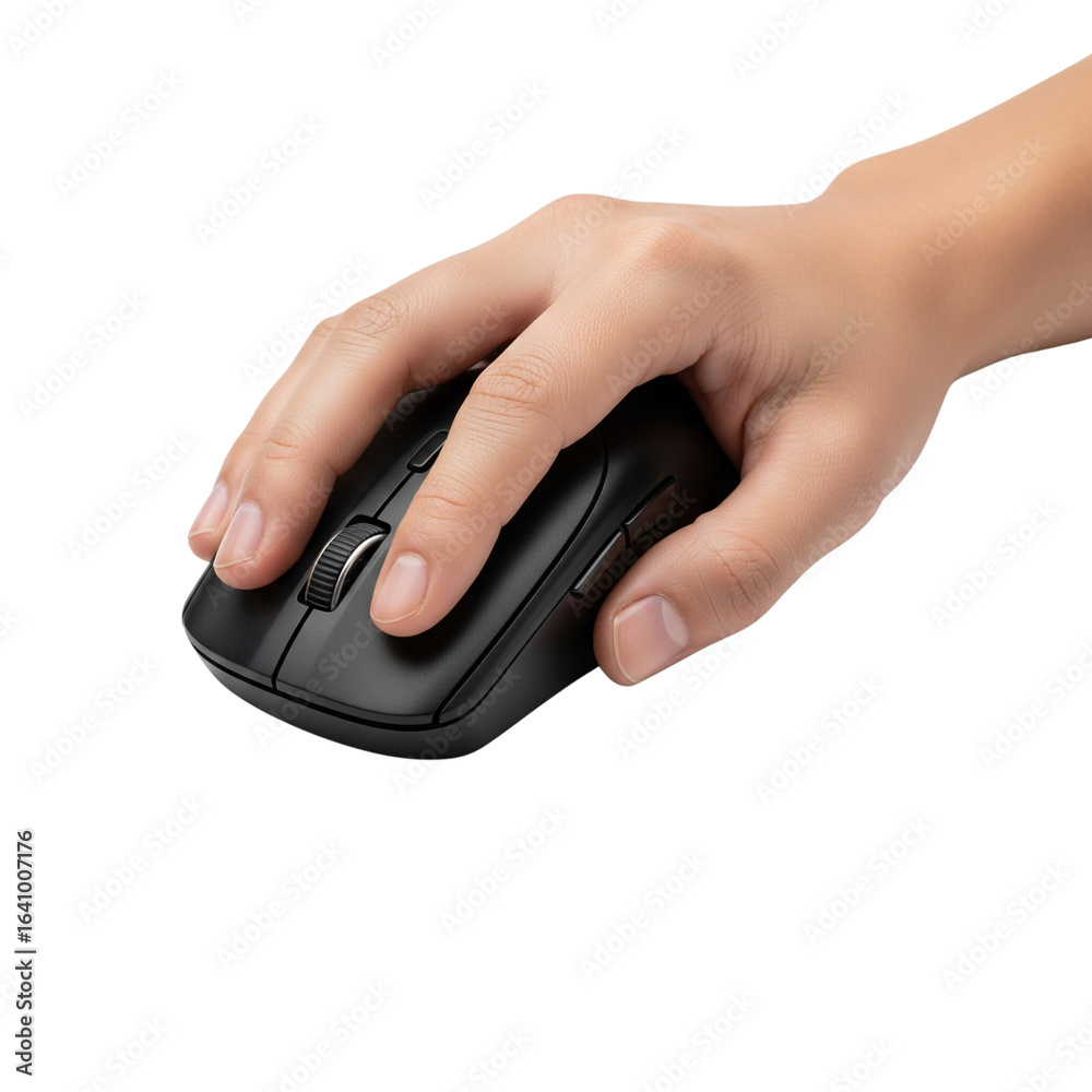 hand holding a wireless computer mouse on Isolated transparent background png. generated with AI hand holding a wireless computer mouse on Isolated transparent background png. generated with AI
