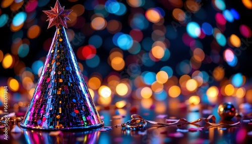 party hat and disco ball, new year's eve, no people, no text, no logo