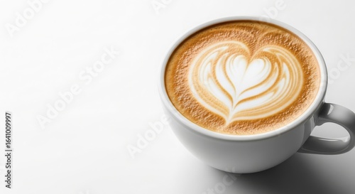 Latte Art Coffee Cup with Heart Design.