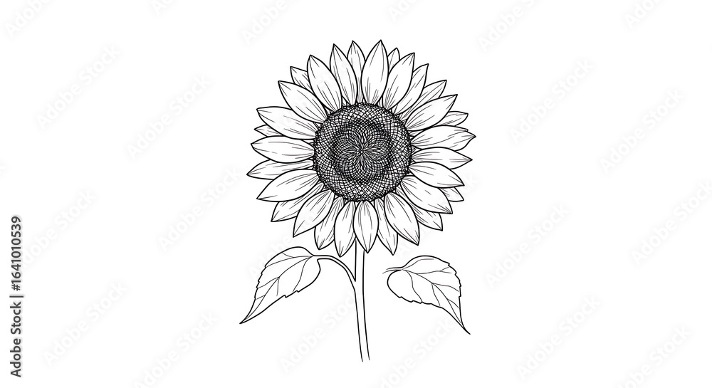 Fototapeta premium Hand drawn sunflower with soft petals