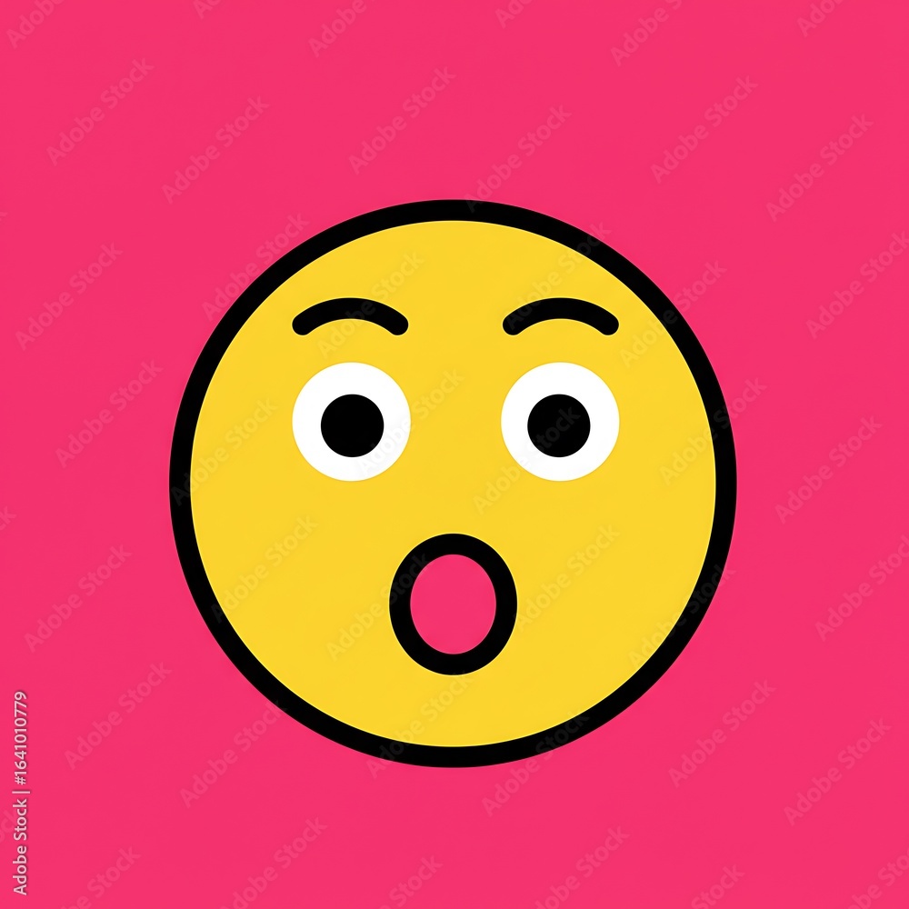 Fototapeta premium Shocked emoji face with red background