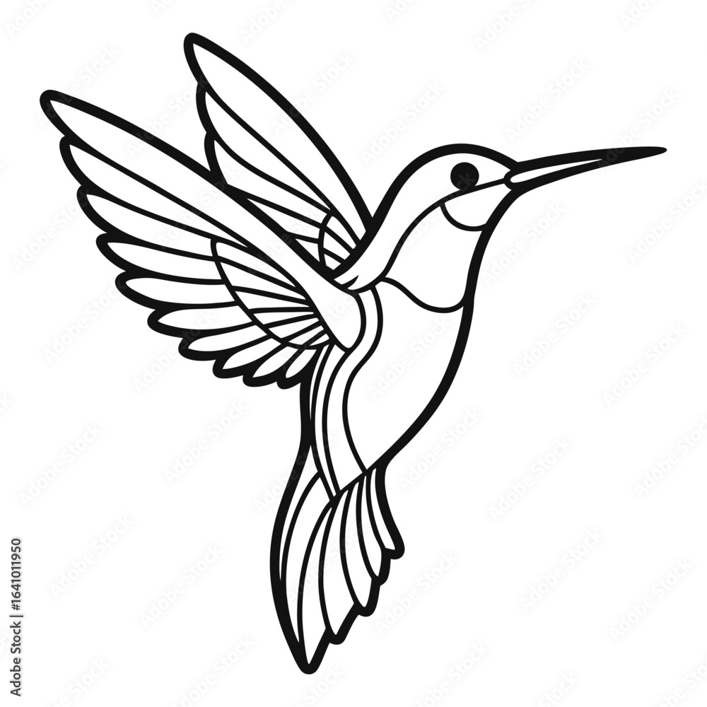 Obraz premium This is an illustration of a hummingbird. It is a small bird known for its ability to hover. The hummingbird is isolated on white background. It is a vector illustration.