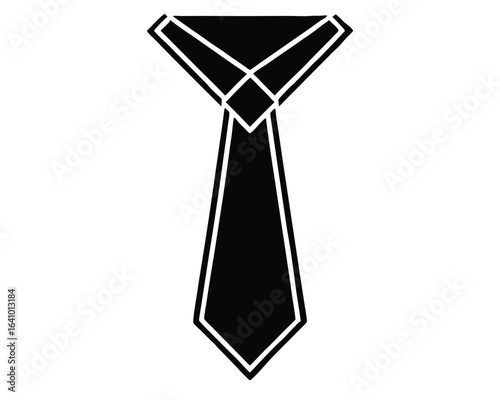 Elegant school tie vector icon, a simple black silhouette of formal neckwear isolated on a white background.