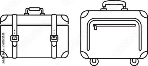 Black and white luggage illustration, suitcase graphic design