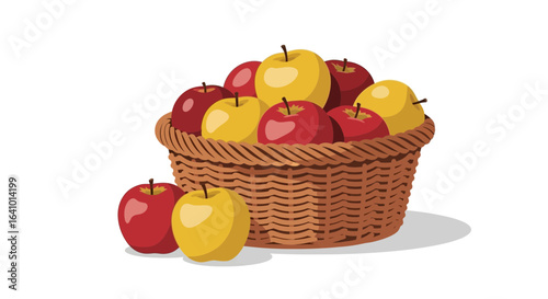 Abundant harvest apples in rustic wicker basket, autumn bounty still life
