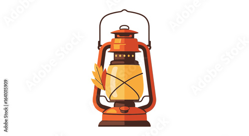 Vintage kerosene lamp vector illustration isolated on white background