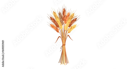 Harvest Bounty: A Decorative Sheaf of Wheat on a Clean White Background