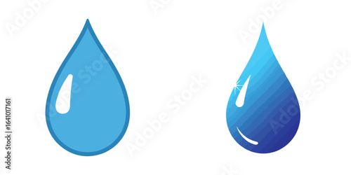Two blue water drops illustration on a white background.