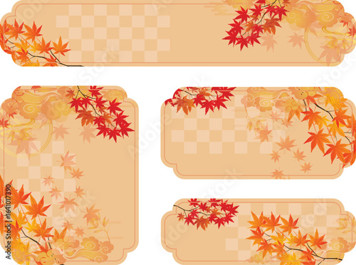 秋の紅葉和風フレーム枠背景
