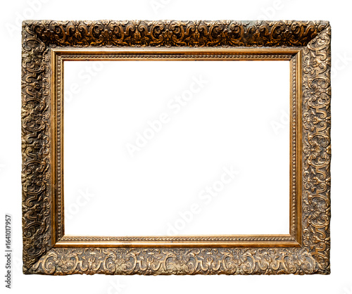 antique wide dark golden carved painting frame