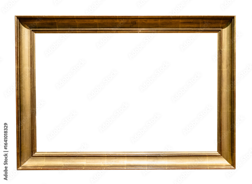 Fototapeta premium old horizontal golden plain picture frame cutout