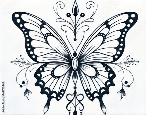 Tattoo design piece black and white, feminine tattoo