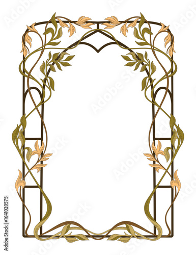 Art Nouveau floral frame. Decorative element. Vector.