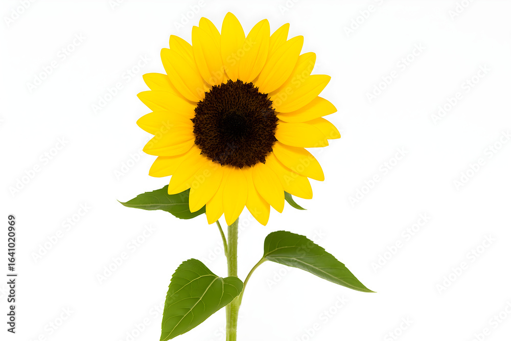 Obraz premium Bright Yellow Sunflower Isolated on White Background