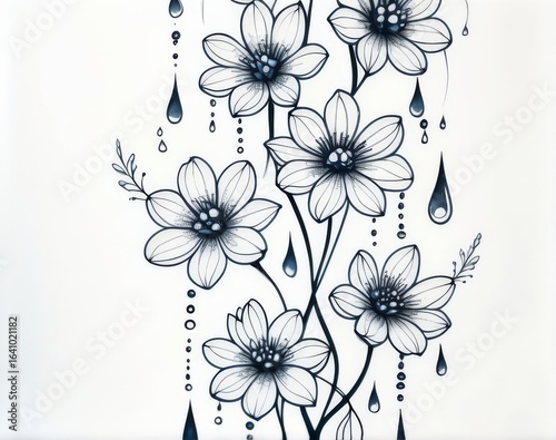 Tattoo design piece black and white, feminine tattoo