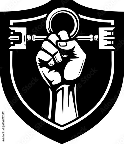 Fist Holding a Key with Shield vector